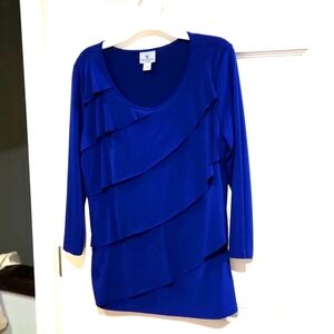 Worthington blue blouse with ruffle detail